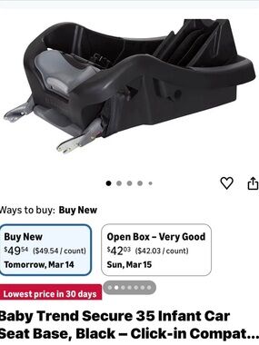 Baby Trend Secure 35 Infant Car Seat Base - Black